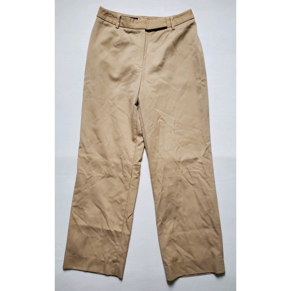 Brooks Brothers Womens 4P 100% Wool Dress Pants Straight Leg Khaki Office Casual